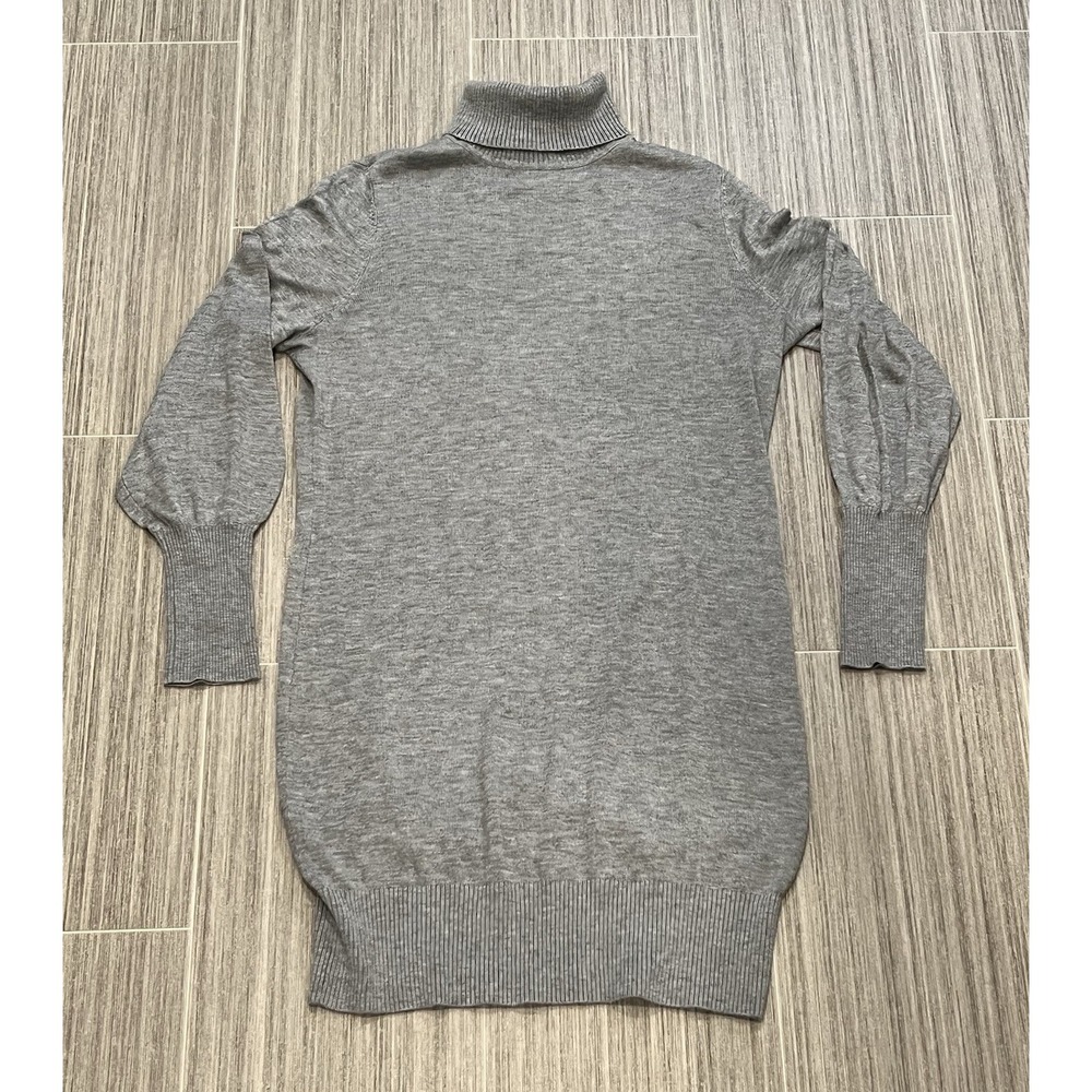 White House Black Market Gray Ribbed Turtleneck Sweater Mini Dress Medium